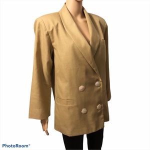 Vintage Handmade Double Breasted  Linen Blazer M/L